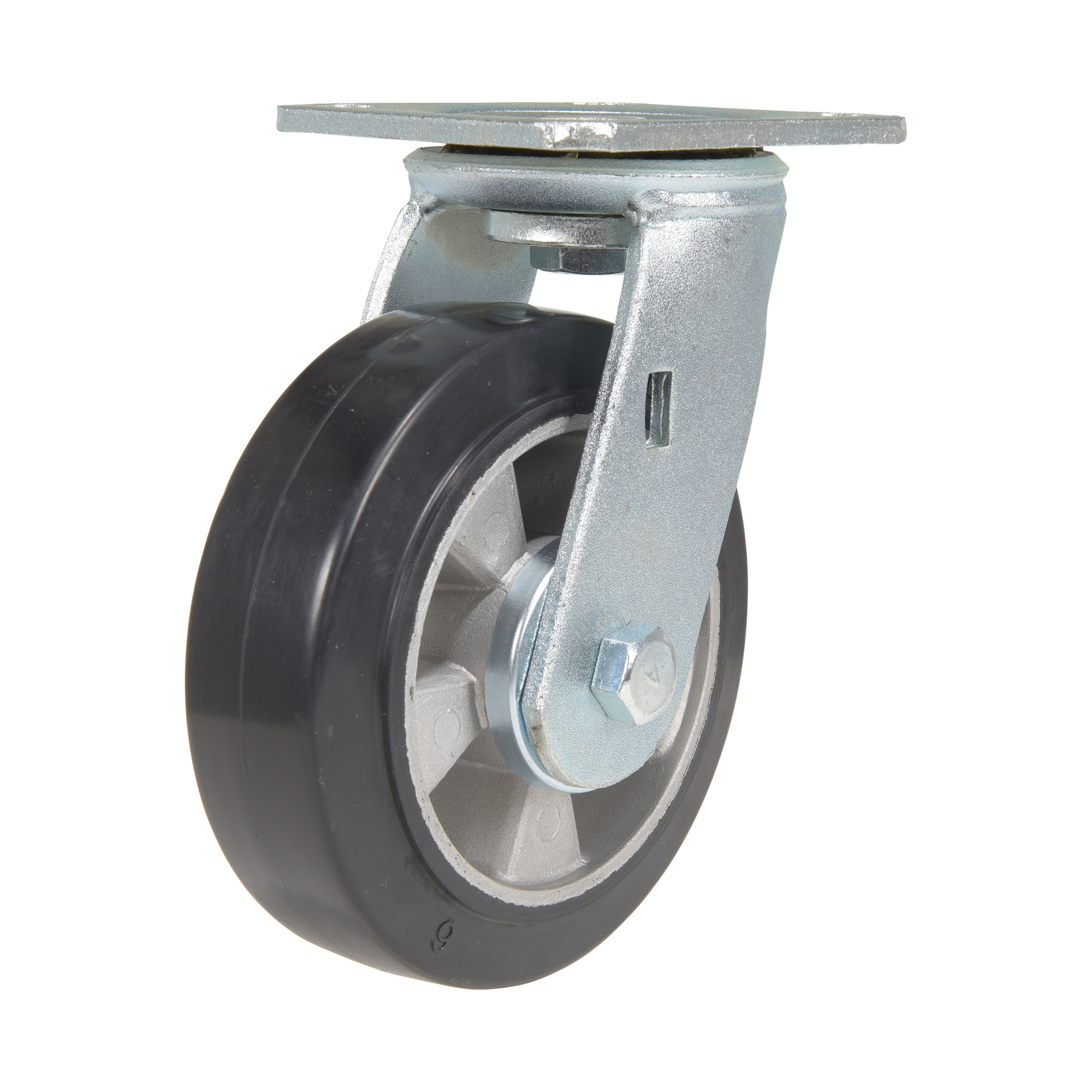 Vestil Rubber Swivel Caster - 6in. x 2in., 771-Lb. Capacity, Zinc Plated, Model# CST-VE-6X2MRA-S